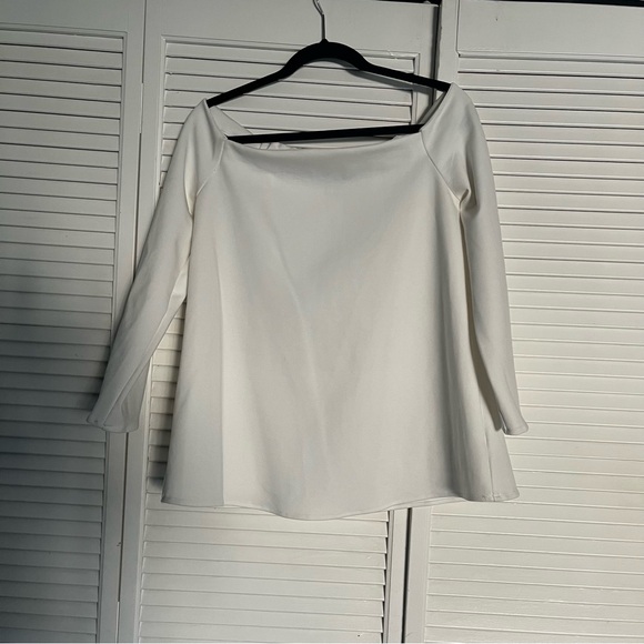 TUCKERNUCK White Miranda Off the Shoulder Blouse top chic minimalist medium - Picture 2 of 9